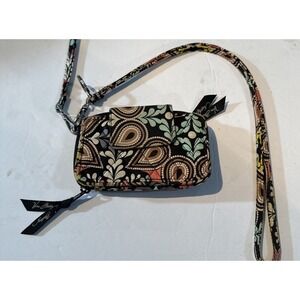 Vera Bradley Paisley Pink Wristlet Wallet Floral W/ Crossbody Strap‎ 7 Card Cap
